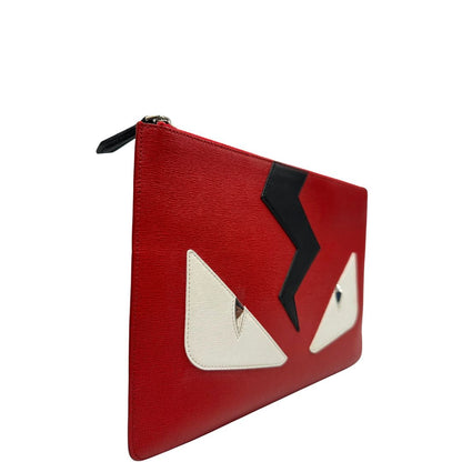  Pochette Fendi in pelle con stampa Monster, di lusso, originale.