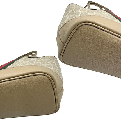 angoli Shopping Gucci Ophidia in canvas GG Supreme beige con iconica banda Web verde e rossa sul davanti, di lusso, originale, eccellenti condizioni. 