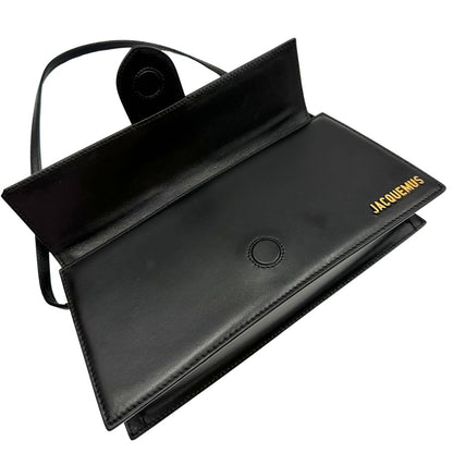Borsa Jacquemus Le Long Bambino in pelle nera con hardware dorato, di lusso, originale, ottime condizioni, usata. 