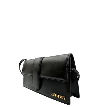 lato Borsa Jacquemus Le Long Bambino in pelle nera con hardware dorato, di lusso, originale, ottime condizioni, usata. 