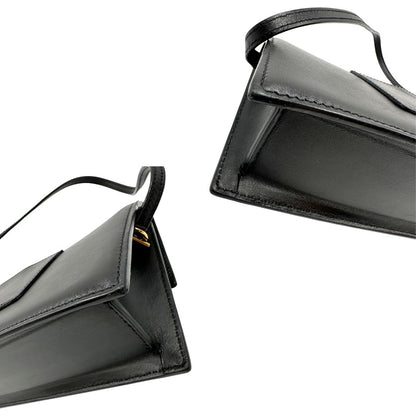 angoli Borsa Jacquemus Le Long Bambino in pelle nera con hardware dorato, di lusso, originale, ottime condizioni, usata. 