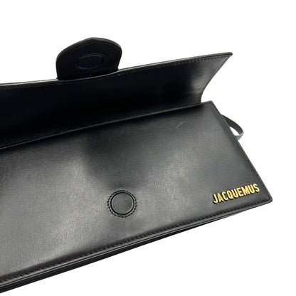 Borsa Jacquemus Le Long Bambino in pelle nera con hardware dorato, di lusso, originale, ottime condizioni, usata.