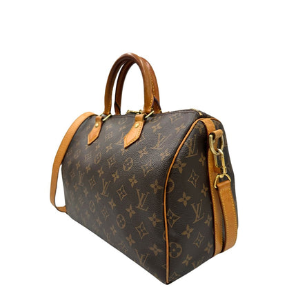lato  Bauletto Speedy 25 LV Bandoulière in canvas marrone monogram; da portare a spalla, a mano o a tracolla, di lusso, originale, ottime condizioni, usata