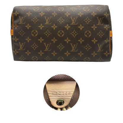 base  Bauletto Speedy 25 LV Bandoulière in canvas marrone monogram; da portare a spalla, a mano o a tracolla, di lusso, originale, ottime condizioni, usata.
