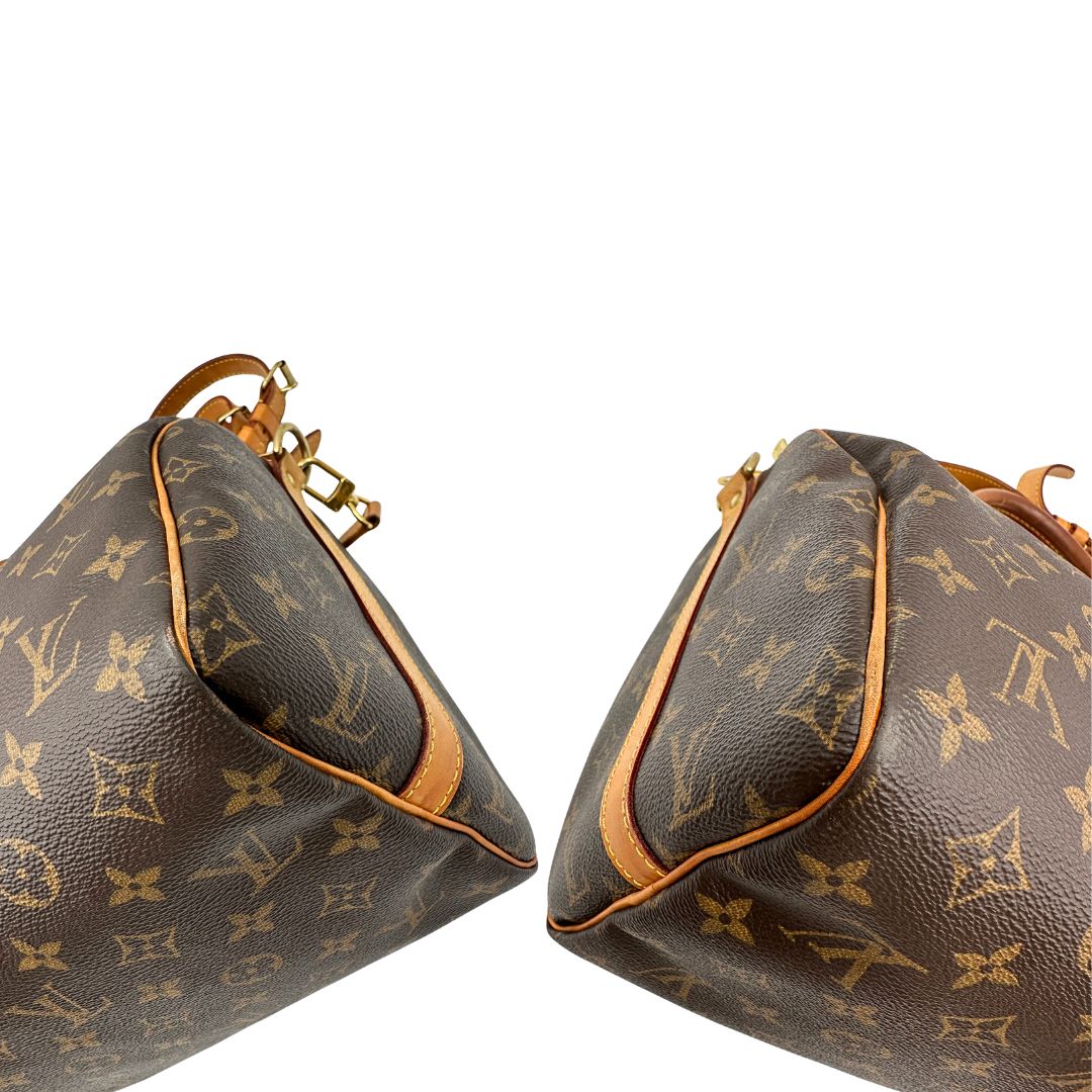 angoli  Bauletto Speedy 25 LV Bandoulière in canvas marrone monogram; da portare a spalla, a mano o a tracolla, di lusso, originale, ottime condizioni, usata.