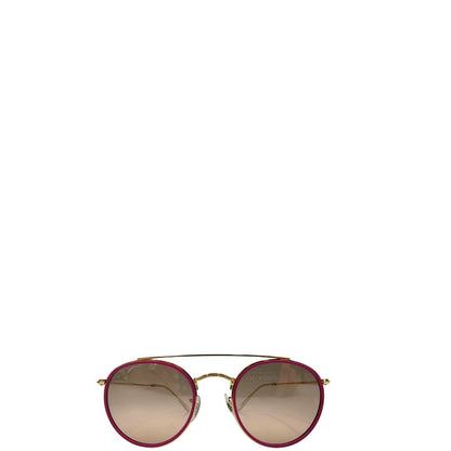 front Occhiali da sole Ray-Ban in metallo dorato con finiture fucsia, di lusso, originali, usati