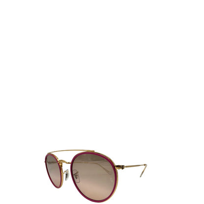 lato Occhiali da sole Ray-Ban in metallo dorato con finiture fucsia, di lusso, originali, usati 