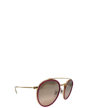 lato Occhiali da sole Ray-Ban in metallo dorato con finiture fucsia, di lusso, originali, usati