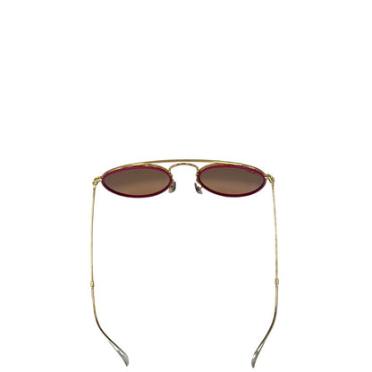 Occhiali da sole Ray-Ban in metallo dorato con finiture fucsia, di lusso, originali, usati
