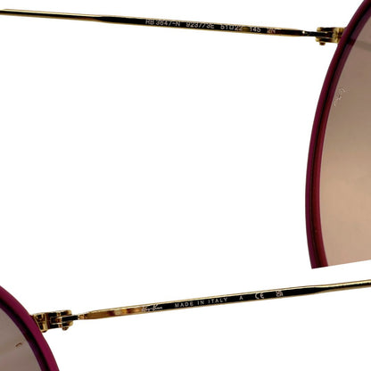 Occhiali da sole Ray-Ban in metallo dorato con finiture fucsia, di lusso, originali, usati