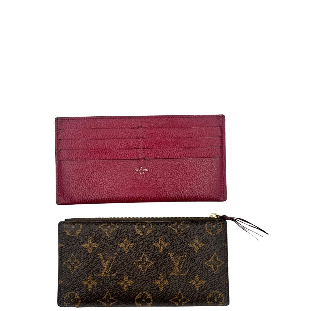 Accessori estraibili di una tracolla Louis Vuitton in canvas marrone monogram ed amaranto, con parti metalliche dorate. Munita di una tracolla in catena amovibile, ma non regolabile, usata, originale, second hand, in ottime condizioni.