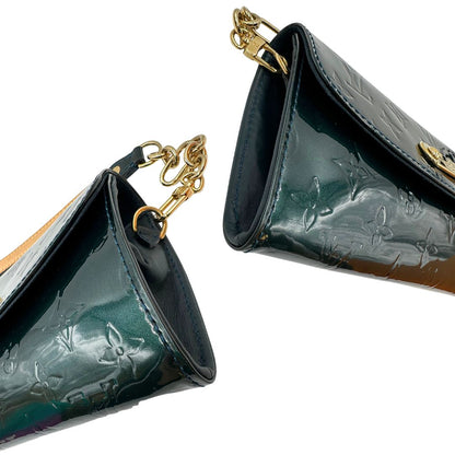 angoli Pochette LV Sunset Boulevard in pelle vernis mongram color verde bottiglia, di lusso, originale, ottime condizioni, usata 