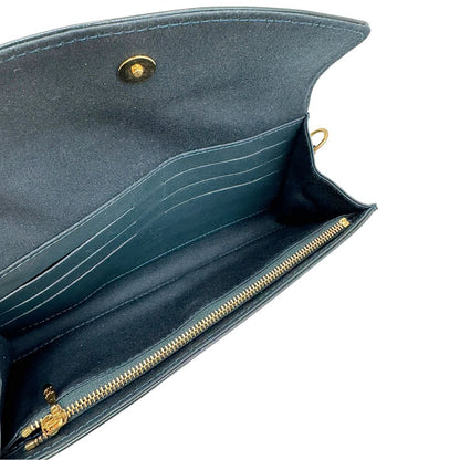 interno Pochette LV Sunset Boulevard in pelle vernis mongram color verde bottiglia, di lusso, originale, ottime condizioni, usata