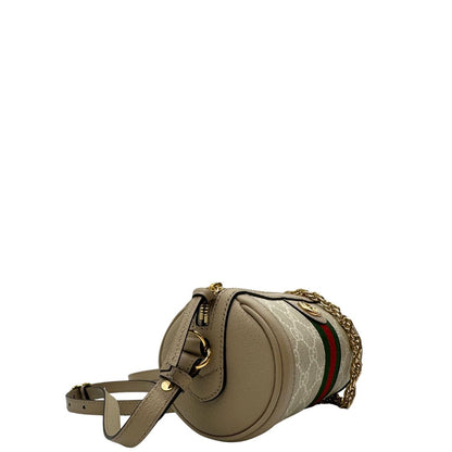 lato Mini bag Ophidia Gucci in canvas GG color sabbia e finiture in pelle beige, di lusso, originale, eccellenti condizioni 