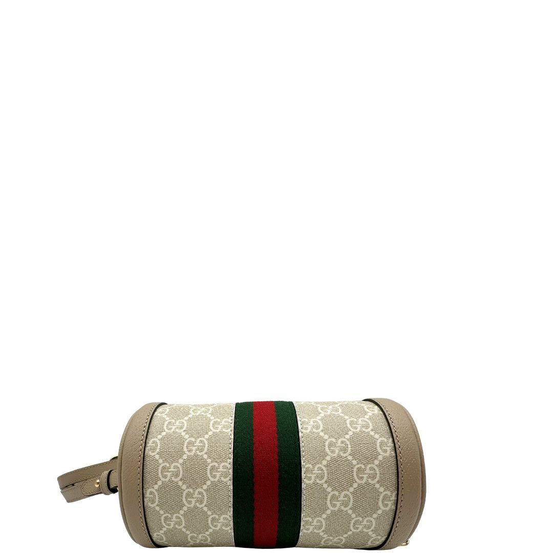Mini bag Ophidia Gucci in canvas GG color sabbia e finiture in pelle beige, di lusso, originale, eccellenti condizioni