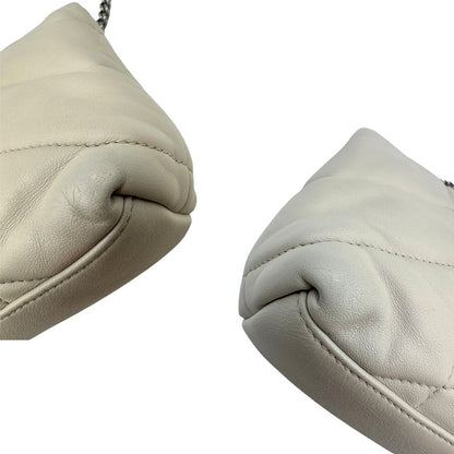 angoli  Borsa Saint Laurent Loulou puffer in pelle color bianco gesso con hardware argentato, di lusso, originale, ottime condizioni, usata 