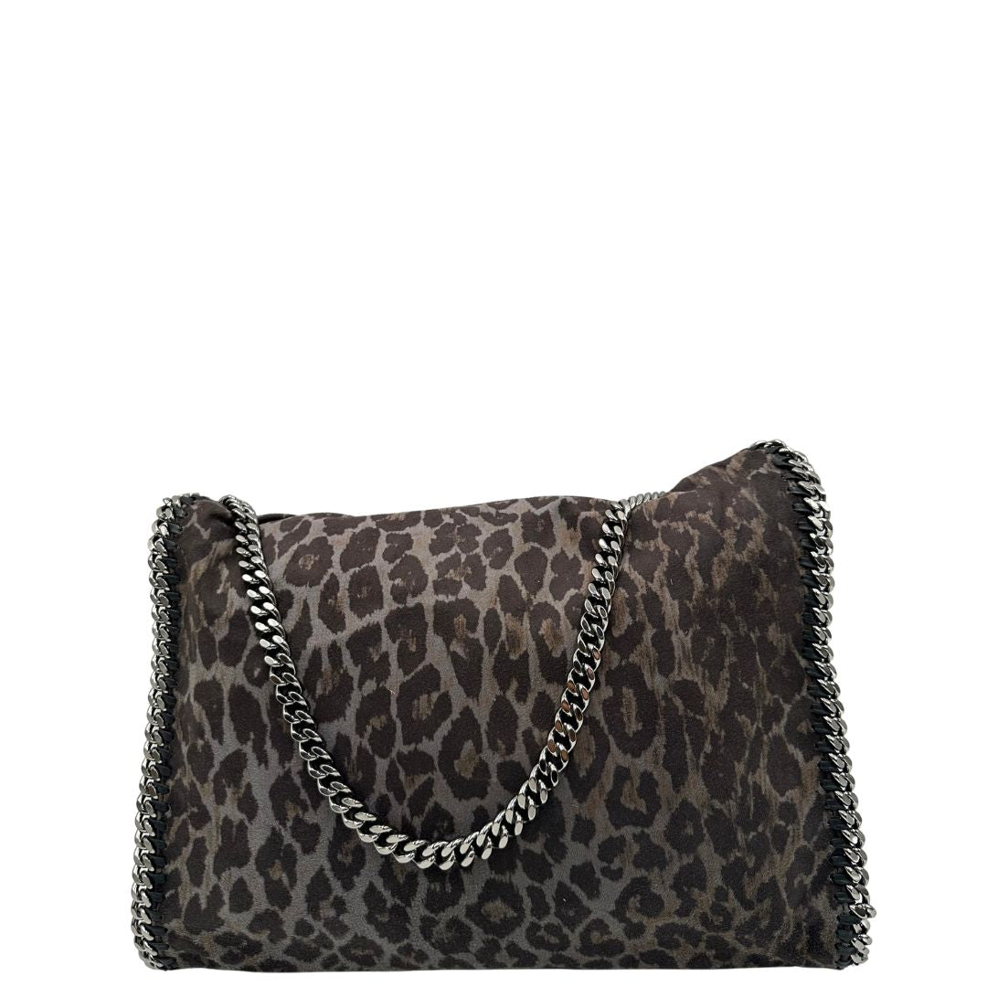 Retro di una borsa Stella McCartney modello Fold Over Tote realizzata in shaggy dear greige effetto scamosciato, usata, originale, second hand, in ottime condizioni.