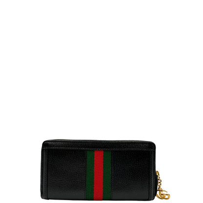  Portafoglio Gucci in pelle nera impreziosito da striscia Web verde rossa, di lusso, originale, ottime condizioni, usato