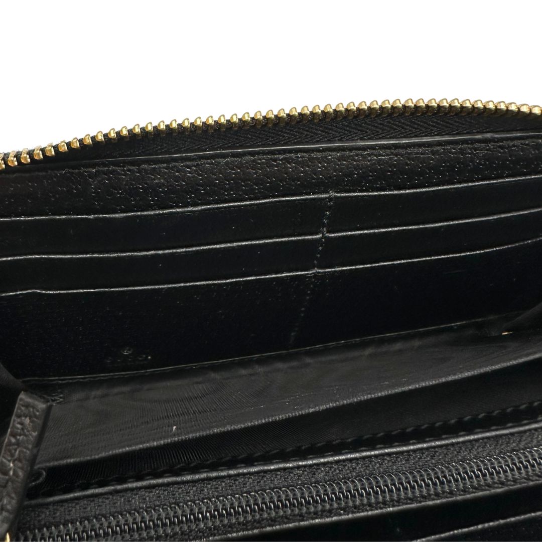 interno  Portafoglio Gucci in pelle nera impreziosito da striscia Web verde rossa, di lusso, originale, ottime condizioni, usato 