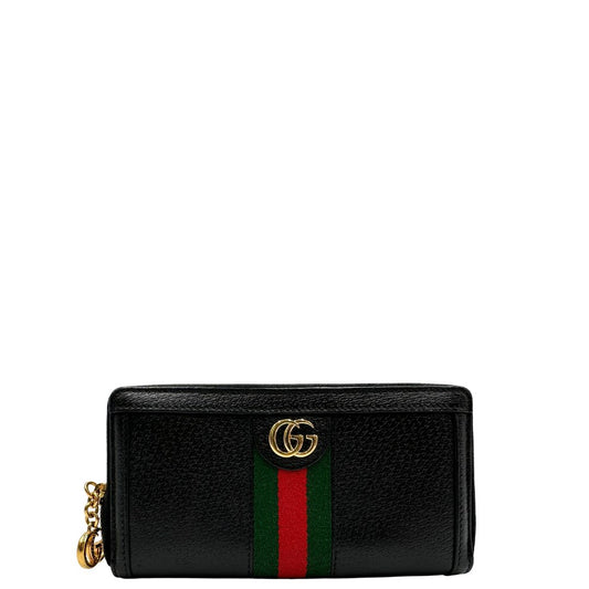 front  Portafoglio Gucci in pelle nera impreziosito da striscia Web verde rossa, di lusso, originale, ottime condizioni, usato 