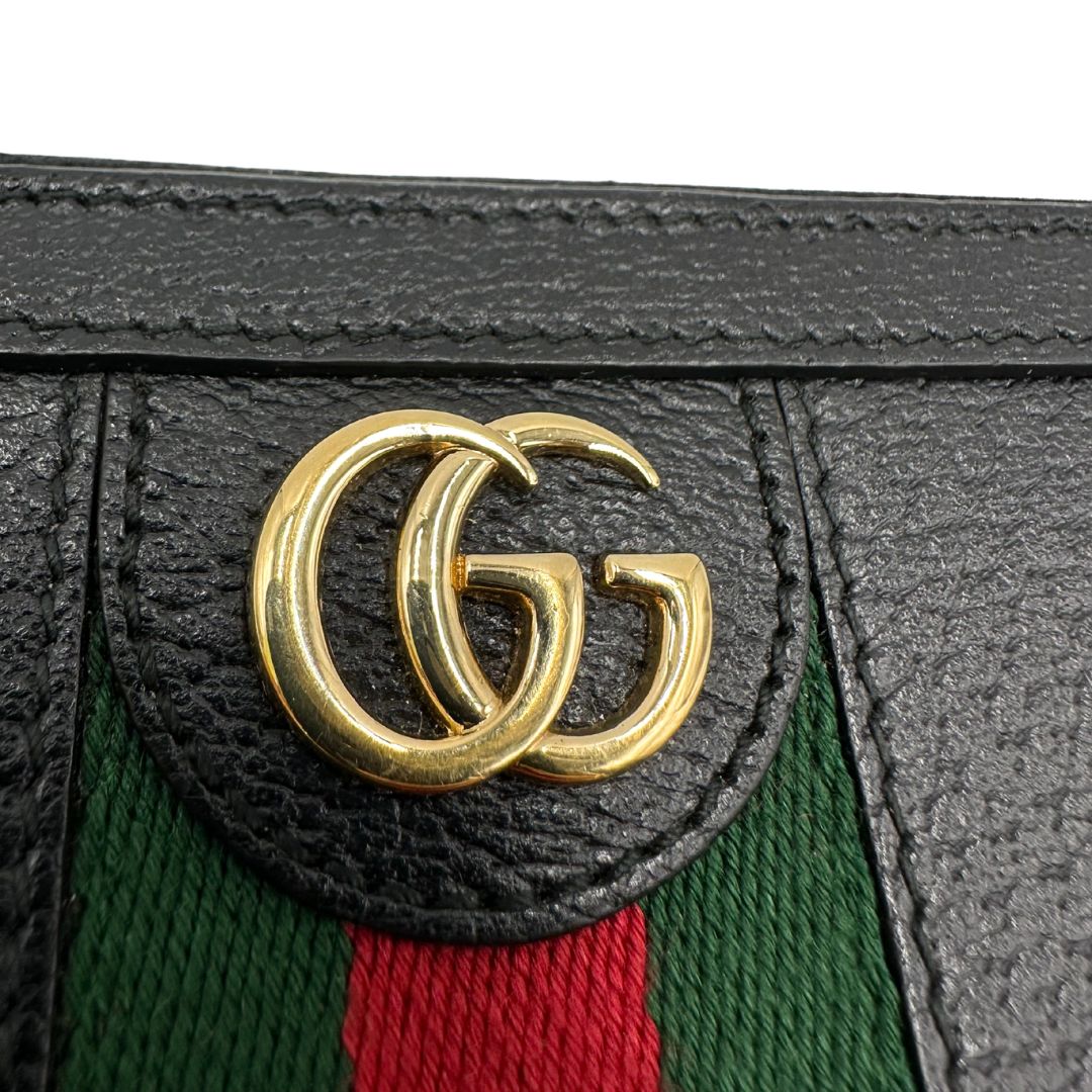  Portafoglio Gucci in pelle nera impreziosito da striscia Web verde rossa, di lusso, originale, ottime condizioni, usato