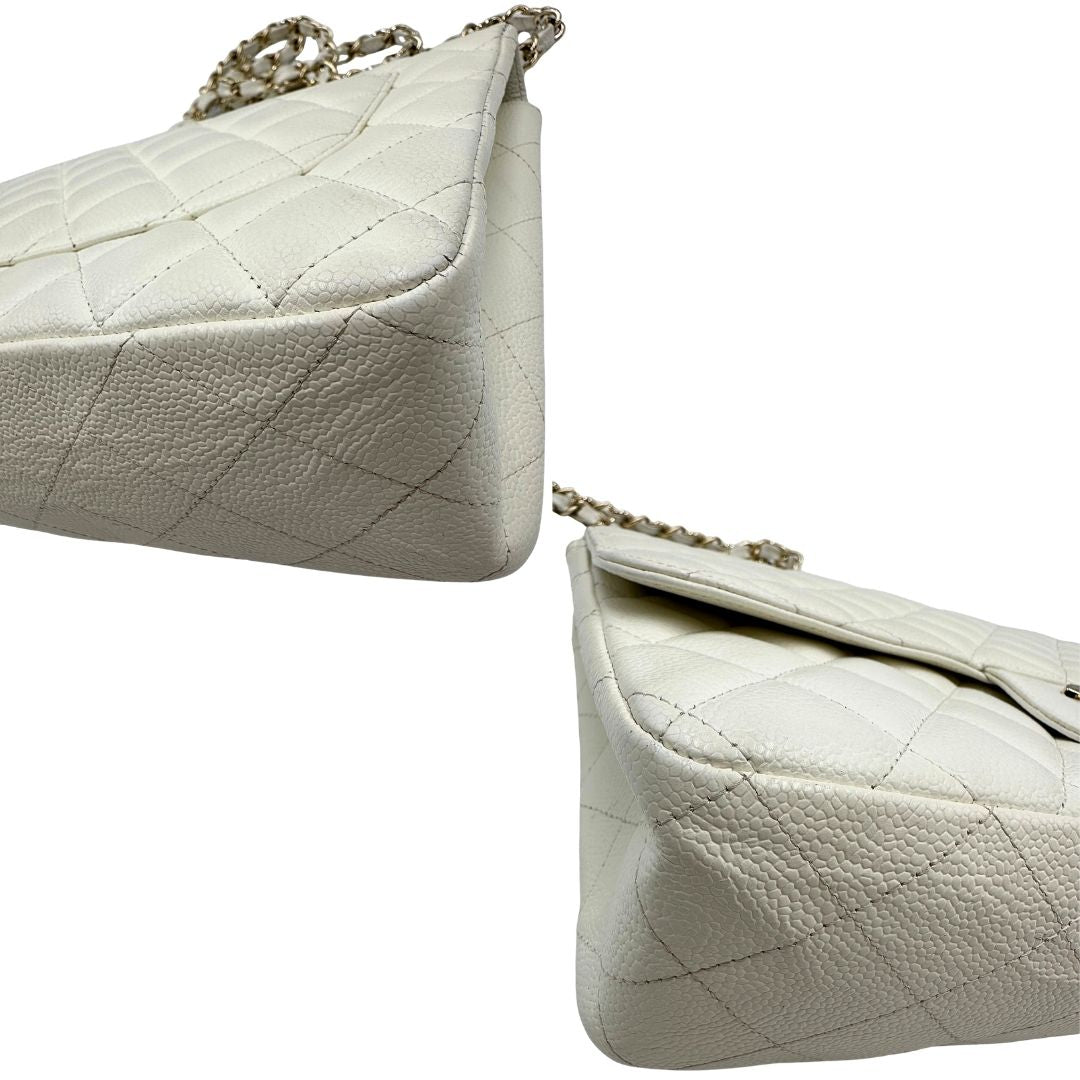  Borsa Chanel linea Timeless, in pelle caviar bianca, di lusso, originale, ottime condizioni, usata