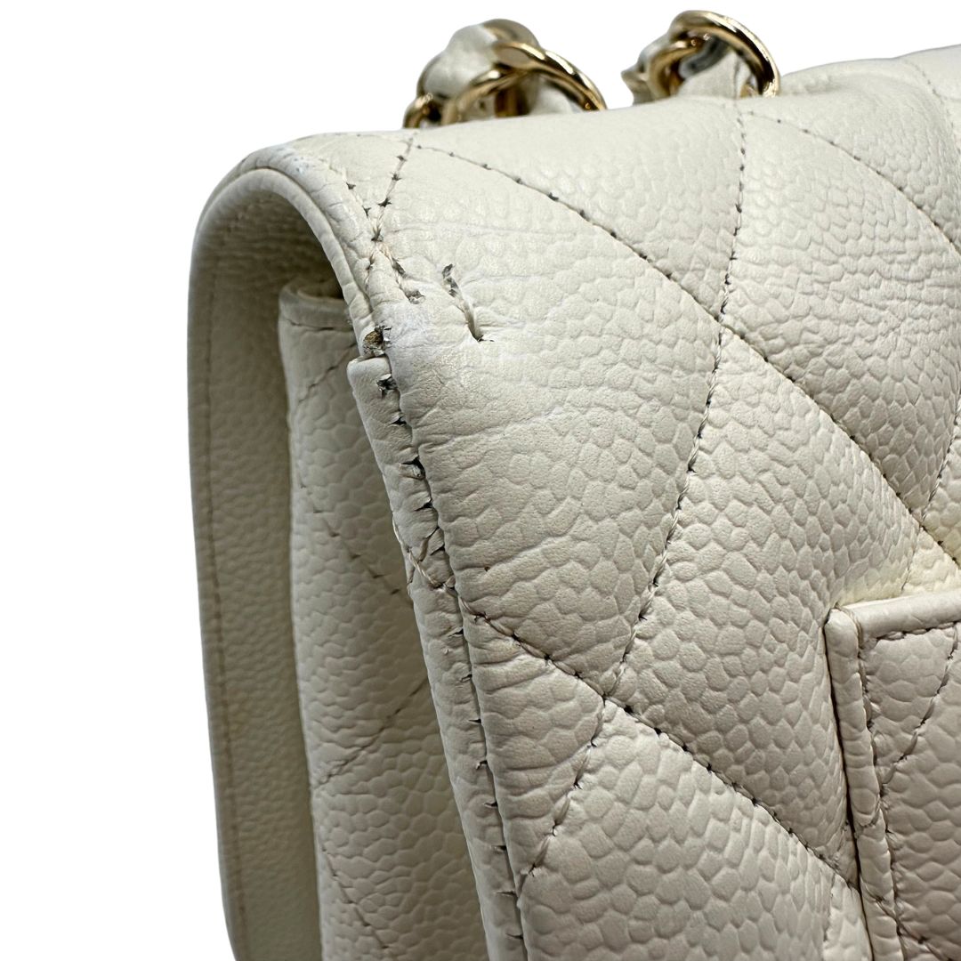  Borsa Chanel linea Timeless, in pelle caviar bianca, di lusso, originale, ottime condizioni, usata