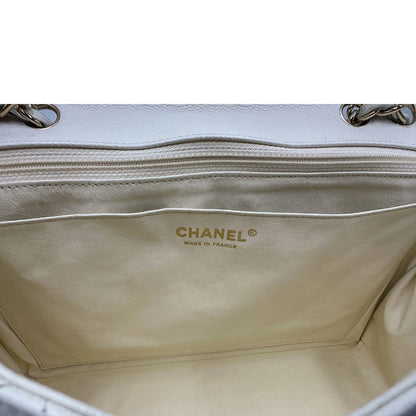 interno Borsa Chanel linea Timeless, in pelle caviar bianca, di lusso, originale, ottime condizioni, usata