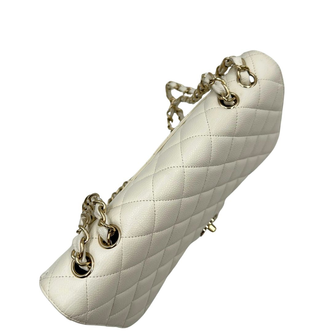  Borsa Chanel linea Timeless, in pelle caviar bianca, di lusso, originale, ottime condizioni, usata 