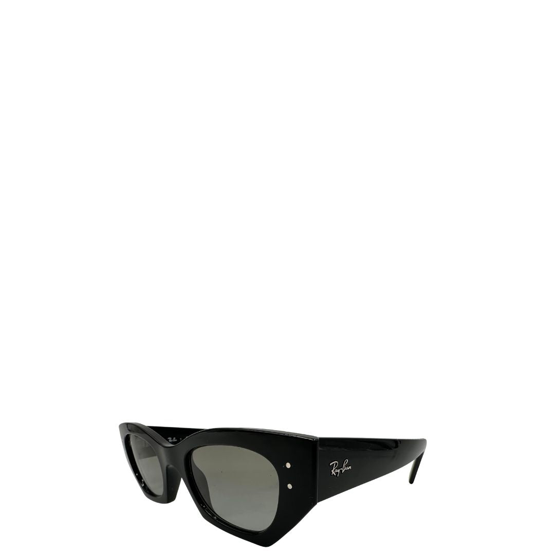 Occhiali da sole Ray-Ban in acetato nero con inserti metallici argentati. Originale, usati, di lusso, in ottime condizioni.