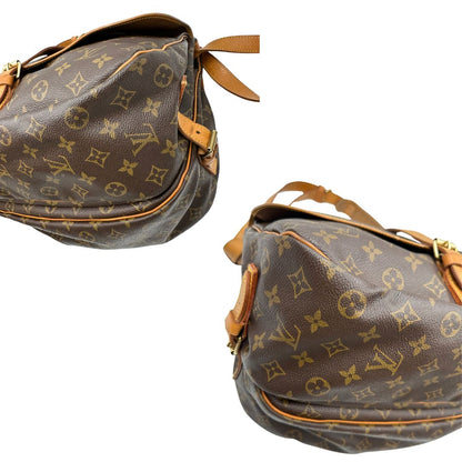 Angoli, Borsa Saumur LV monogram nella misura 35 realizzata in canvas monogram e finiture in vacchetta naturale. Originale, usata, di lusso, in ottime condizioni.