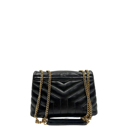 retro Borsa Saint Laurent in pelle di agnello morbida con impunture trapuntate chevron, nera con hardware dorato, può essere portata a spalla o a tracolla, di lusso, originale, ottime condizioni 