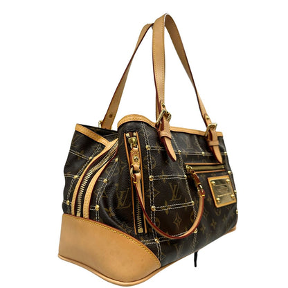 lato Borsa LV in canvas monogrammato marrone e hardware dorato, indossabile a mano, di lusso, originale, ottime condizioni 