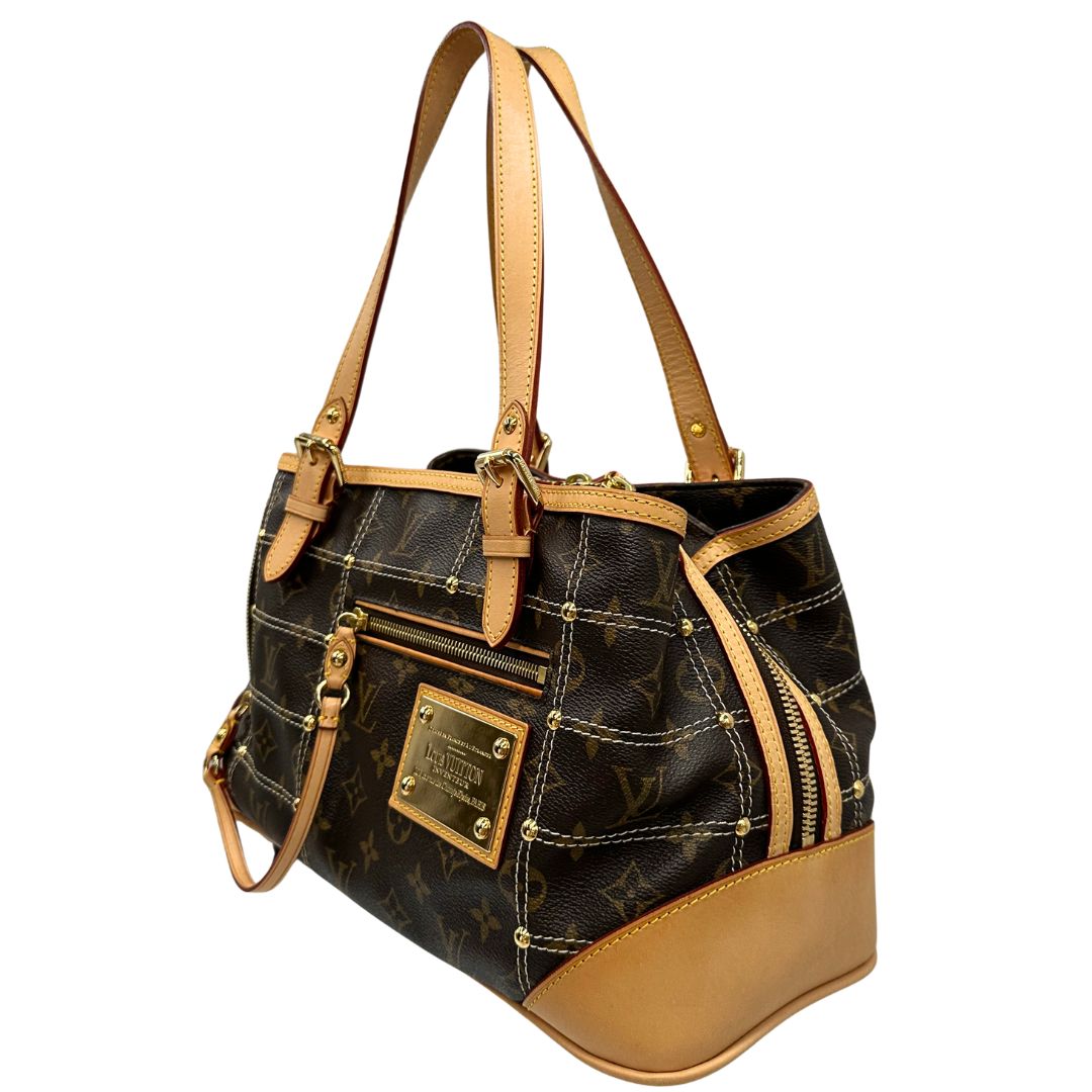 lato Borsa LV in canvas monogrammato marrone e hardware dorato, indossabile a mano, di lusso, originale, ottime condizioni 