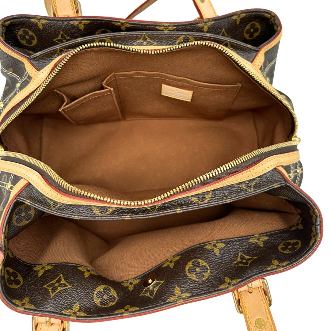 interno Borsa LV in canvas monogrammato marrone e hardware dorato, indossabile a mano, di lusso, originale, ottime condizioni