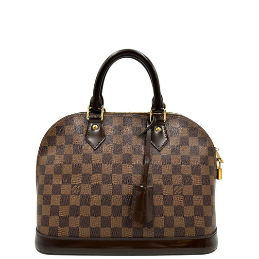 front  borsa Alma PM LV in canvas Damier Ébène e hardware dorato, di lusso, originale, ottime condizioni, usata 