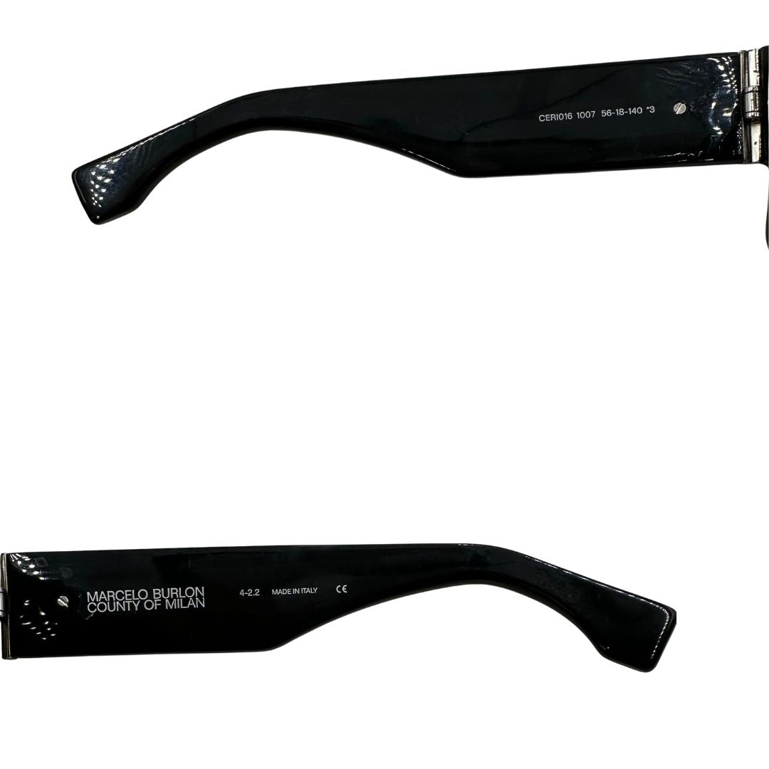 Occhiali da sole Marcelo Burlon in acetato nero, di lusso, originale, ottime condizioni, usati