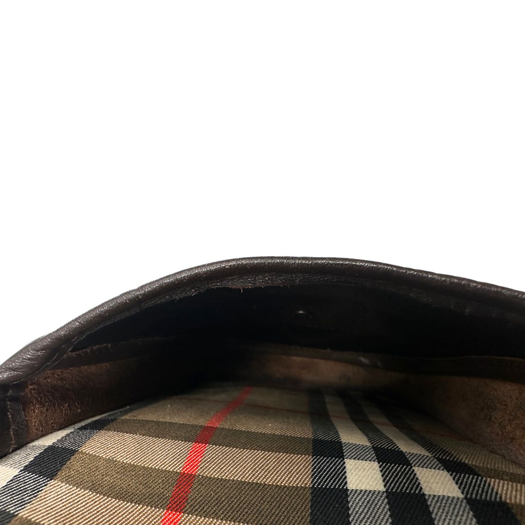 interno Cartella Burberrys in tessuto trama tartan con finiture in pelle marroni, di lusso, originale, buone condizioni, usata