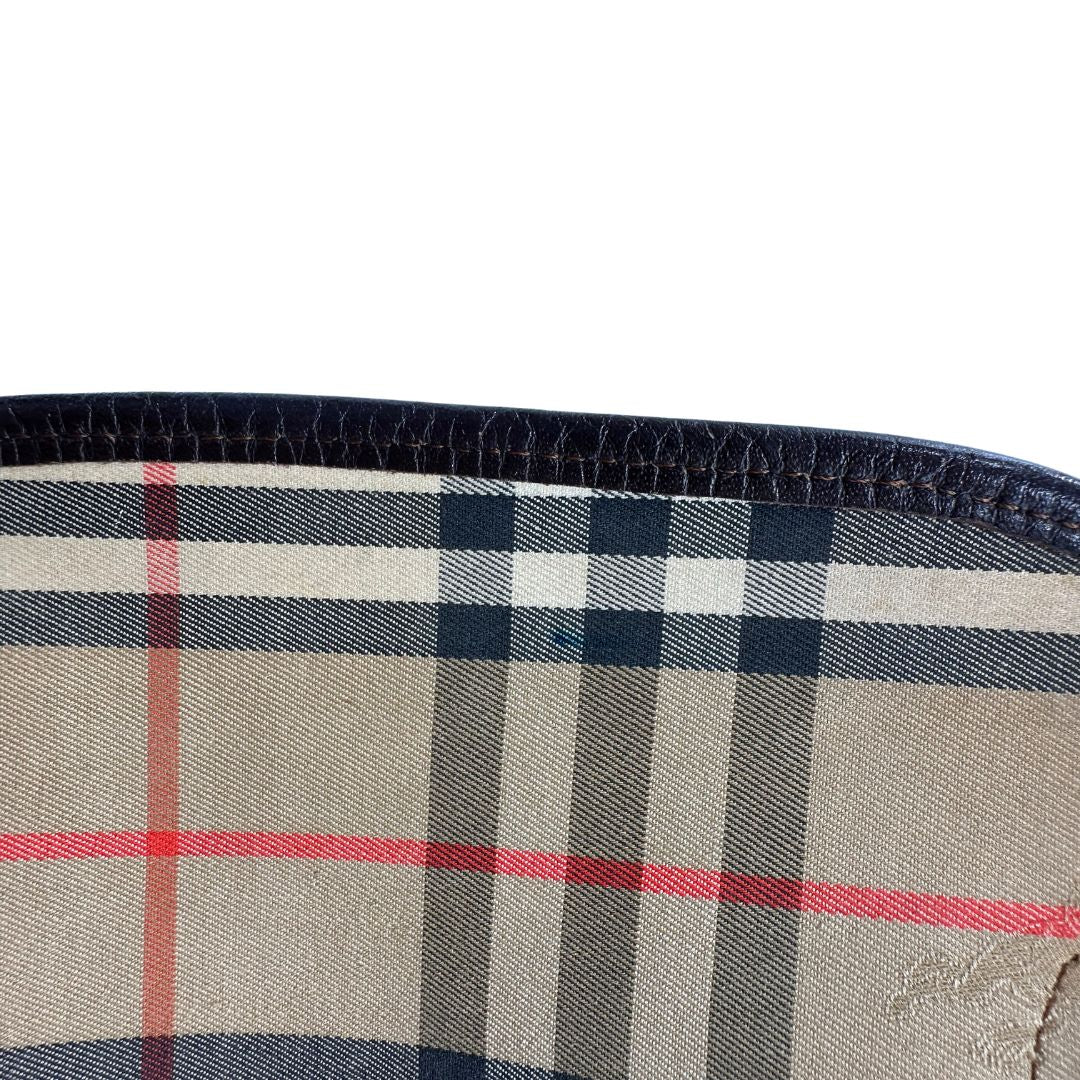 Cartella Burberrys in tessuto trama tartan con finiture in pelle marroni, di lusso, originale, buone condizioni, usata