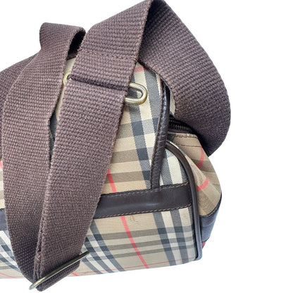 Cartella Burberrys in tessuto trama tartan con finiture in pelle marroni, di lusso, originale, buone condizioni, usata