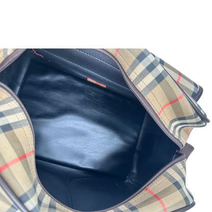 interno Cartella Burberrys in tessuto trama tartan con finiture in pelle marroni, di lusso, originale, buone condizioni, usata