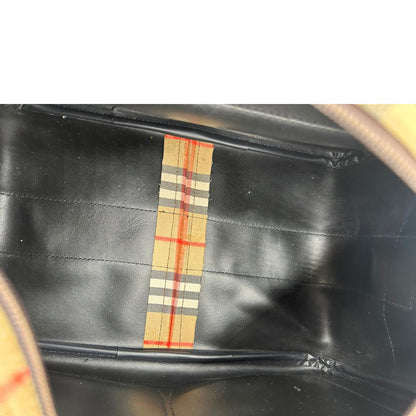 interno Cartella Burberrys in tessuto trama tartan con finiture in pelle marroni, di lusso, originale, buone condizioni, usata