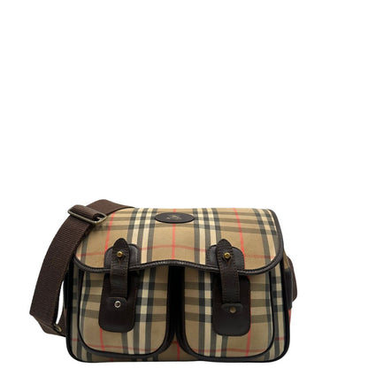 front  Cartella Burberrys in tessuto trama tartan con finiture in pelle marroni, di lusso, originale, buone condizioni, usata