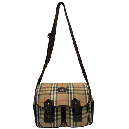 front Cartella Burberrys in tessuto trama tartan con finiture in pelle marroni, di lusso, originale, buone condizioni, usata 