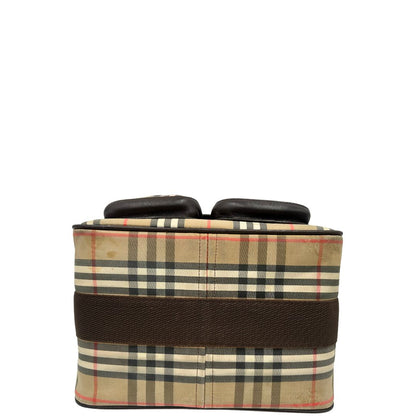 base Cartella Burberrys in tessuto trama tartan con finiture in pelle marroni, di lusso, originale, buone condizioni, usata 