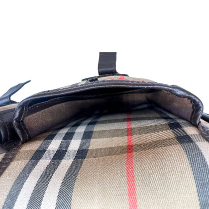 interno Cartella Burberrys in tessuto trama tartan con finiture in pelle marroni, di lusso, originale, buone condizioni, usata