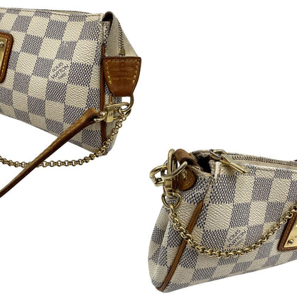 Borsa Louis Vuitton Eva in canvas Damier Azur con parti metalliche dorate, di lusso, originale, ottime condizioni, usata