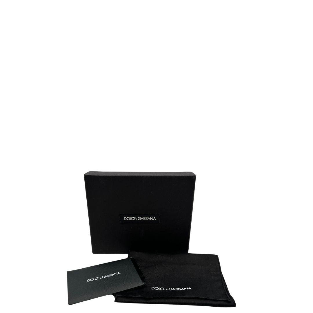  Portafoglio D&G in pelle nera con logo sul front, munito di una tracollina, di lusso, usato