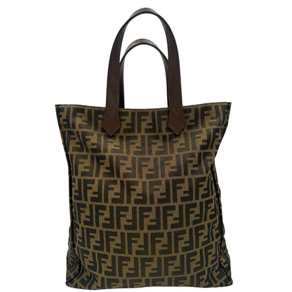 retro  Sac Plat Fendi color tabacco trama Zucca in tessuto e finiture in pelle marrone, di lusso, originale, ottime condizioni 