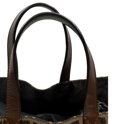 manici  Sac Plat Fendi color tabacco trama Zucca in tessuto e finiture in pelle marrone, di lusso, originale, ottime condizioni 